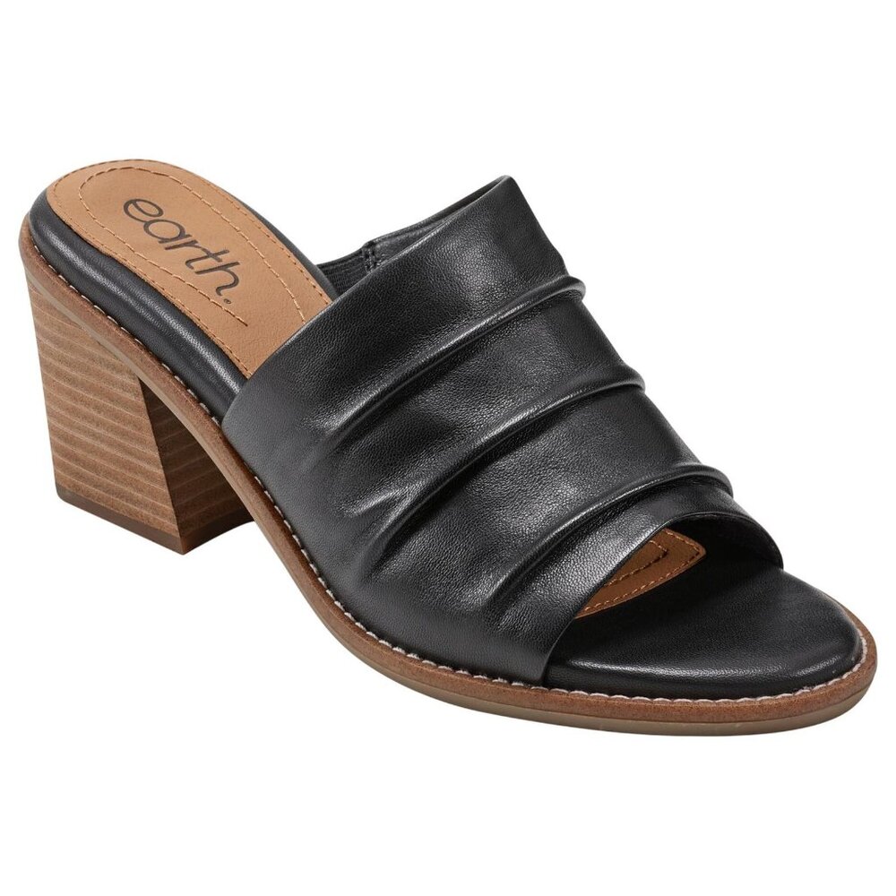 NWT Earth Womens Adara Open Toe Block Heel Dress Sandals ETADARA Black 6.5M